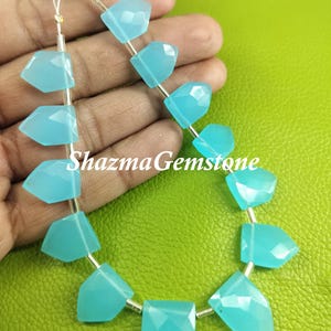 Blue Chalcedony Gemstone Beads: Faceted Teardrop Briolette, 8&quot; Strand
