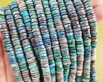 Natural Tibetan Turquoise Heishi Beads: 8" Strand, Jewelry Making