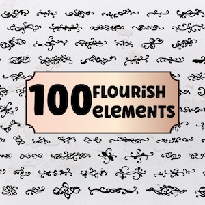 Flourish Ornaments, Swirls and Swooshes, Text Dividers SVG files