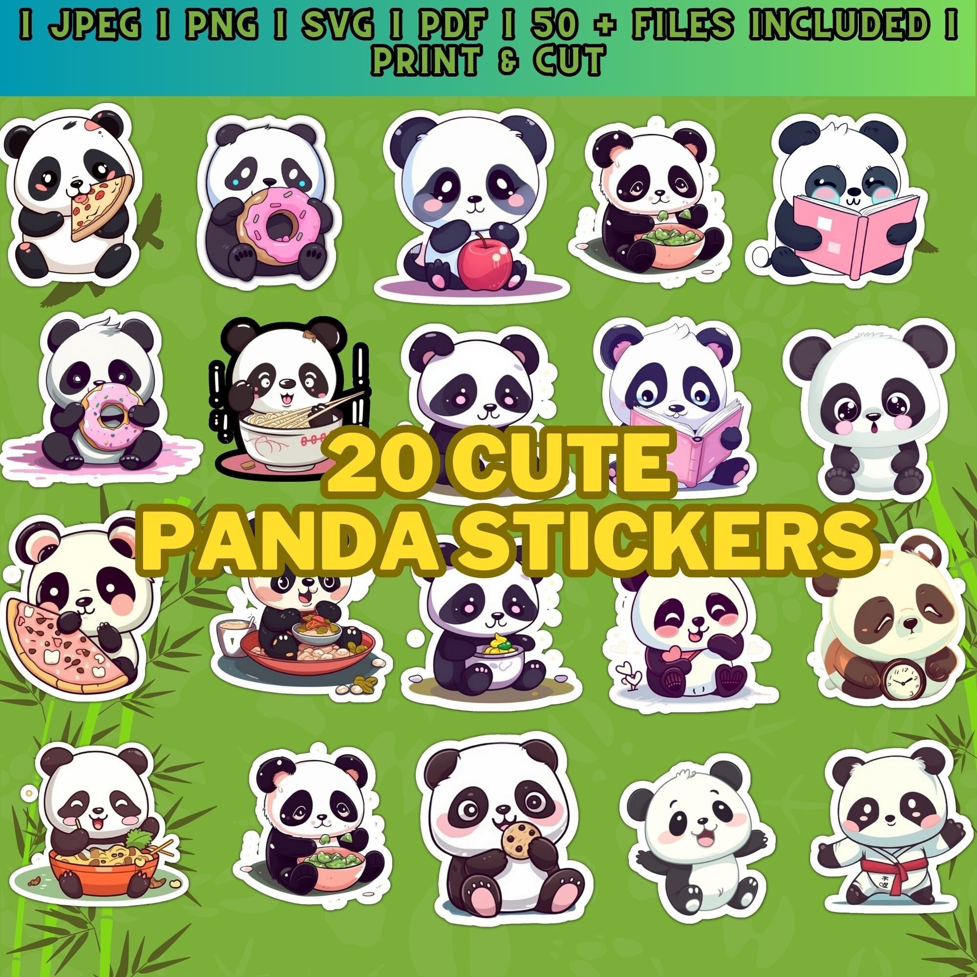 Mini Sticker Sheet - kawaii panda - planner stickers