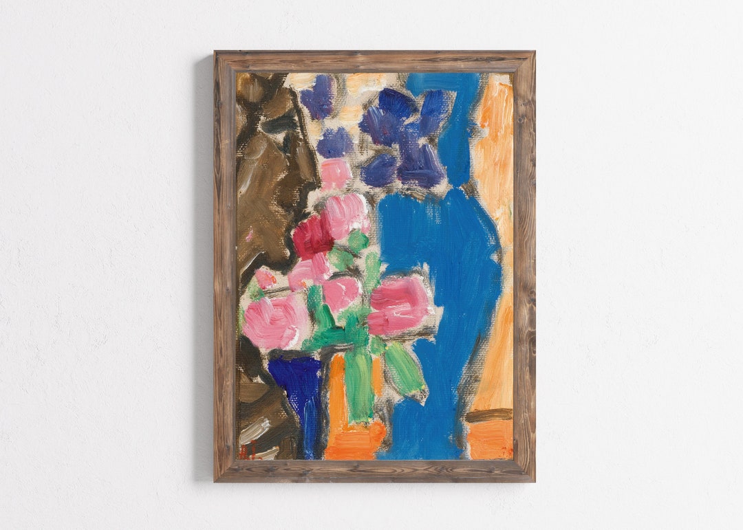 Vintage Abstract Art Print, Eclectic Abstract Wall Art, Colorful