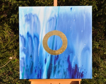 WATER - Abstract Painting - 80cmx80cm - Acrylic Ink & 24 Carat Gold Leaf on Canvas