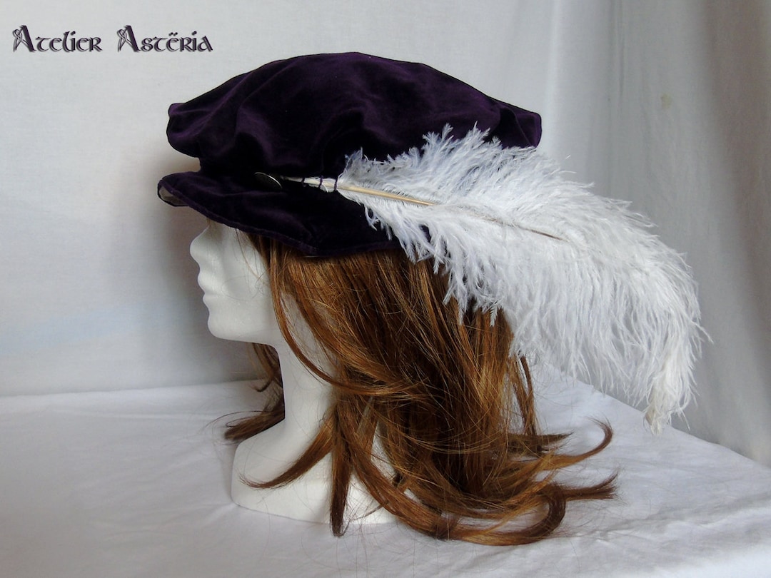 Men's Purple Renaissance Hat With Feather - Etsy