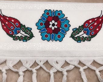 Asciugamano ricamato fatto a mano in 100% cotone, bagno, mano, viso, regalo per la casa, decorazione per il bagno, asciugamano da cucina, decorazione per la cucina. Regalo unico