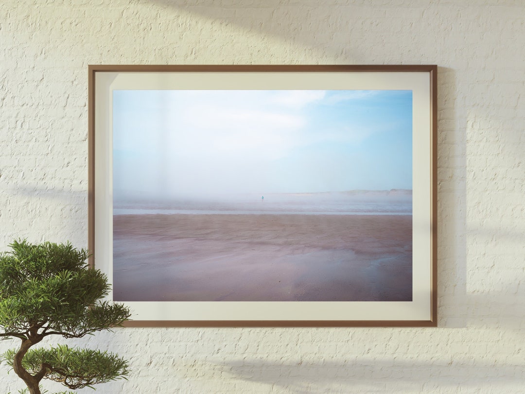 Misty beach photography print