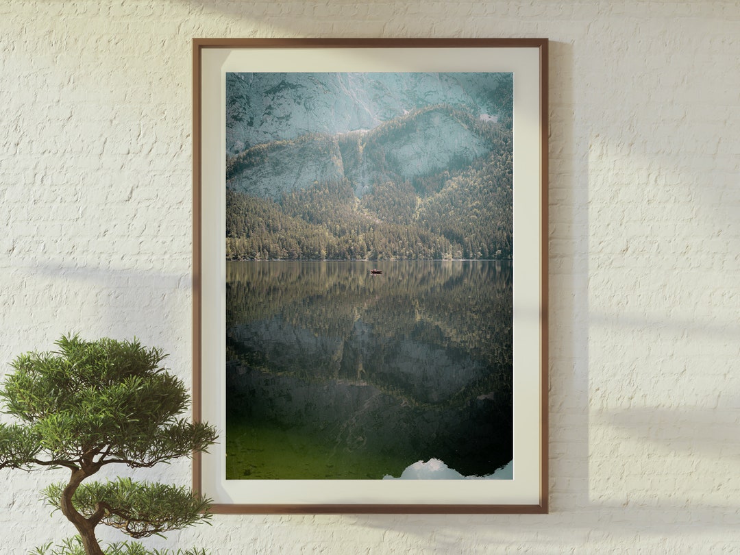 Lakeside mountain photography print, Weißensee Austria