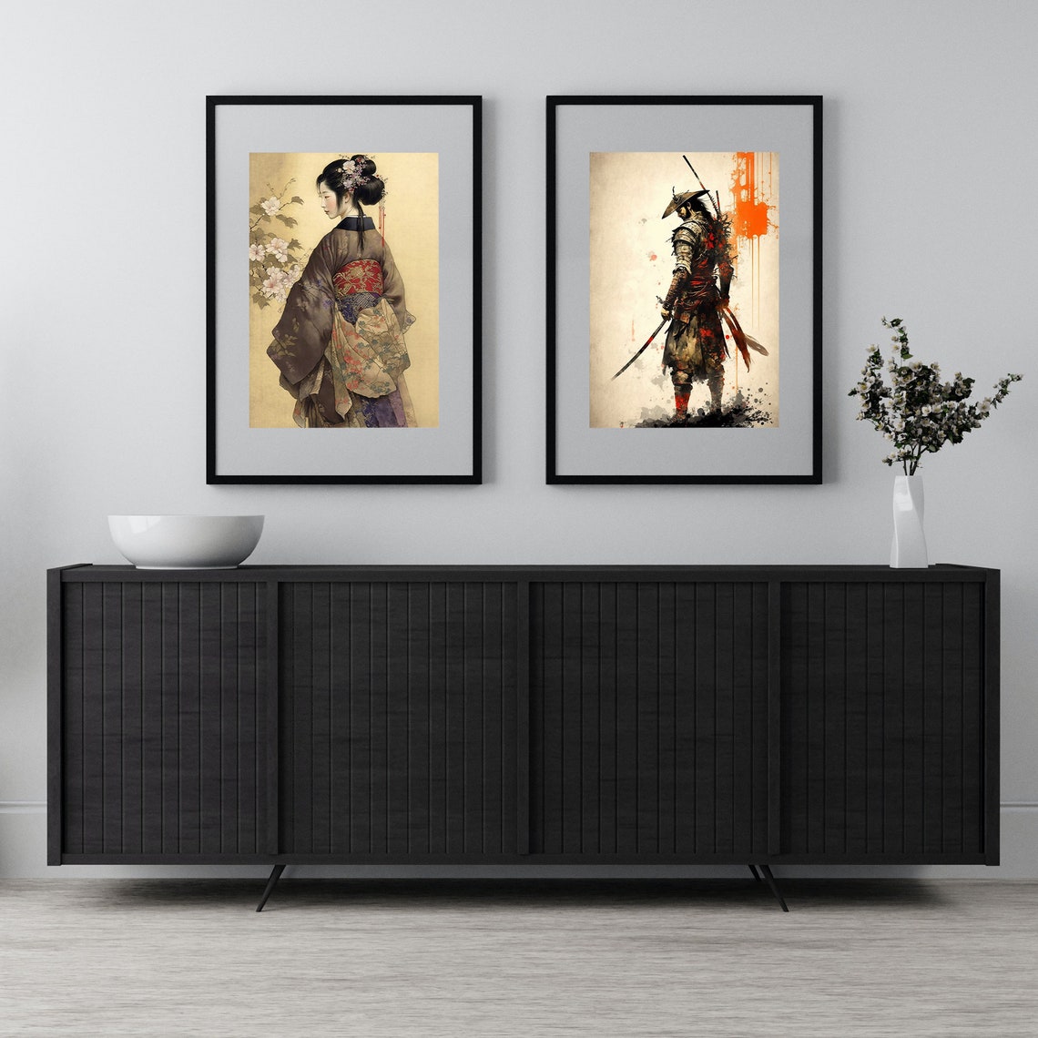 Japanese Geisha Wall Art Stunning Watercolor Geisha Decor Etsy
