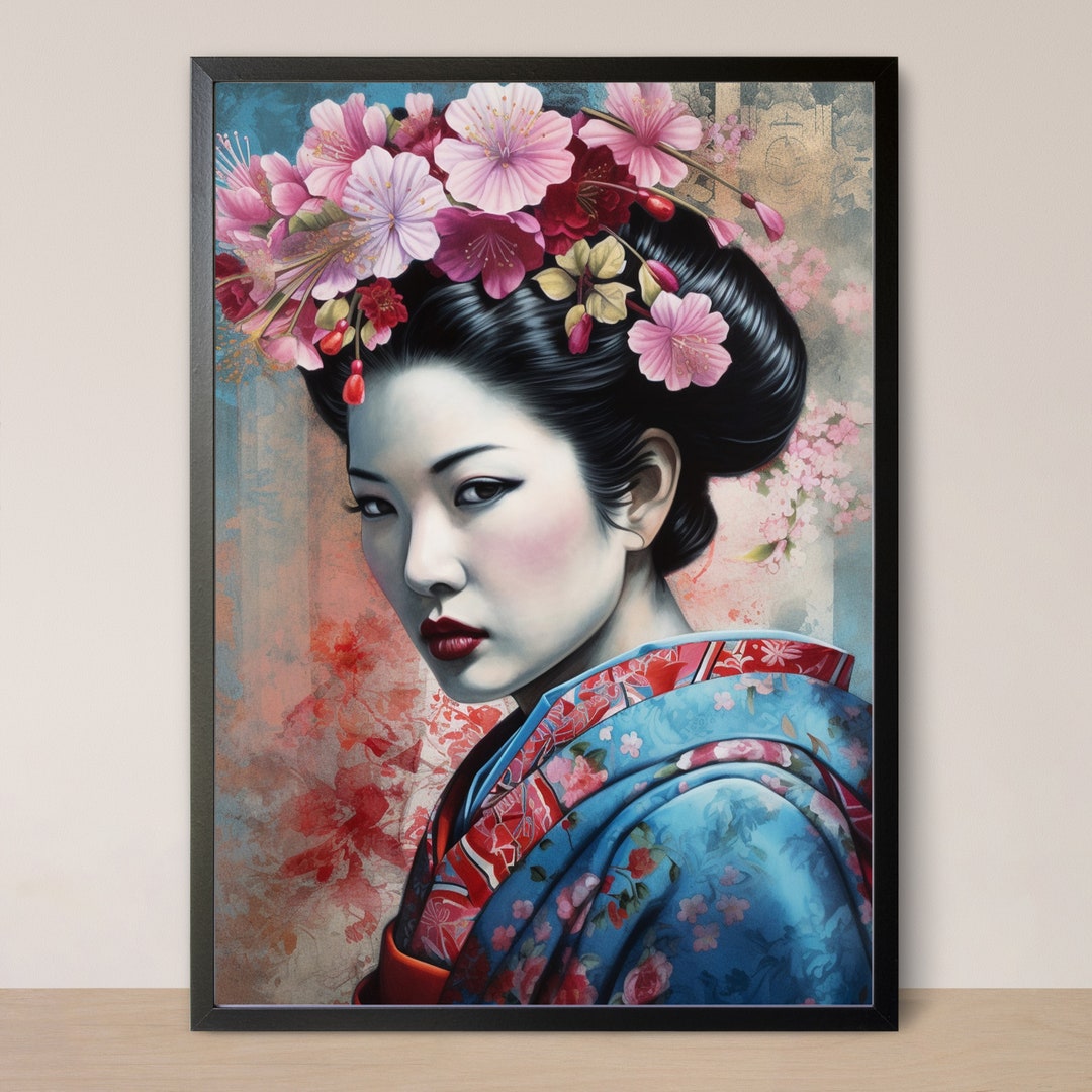 Japanese Blossom Beauty: Geisha Girl Art & Colourful Kimono Prints for ...