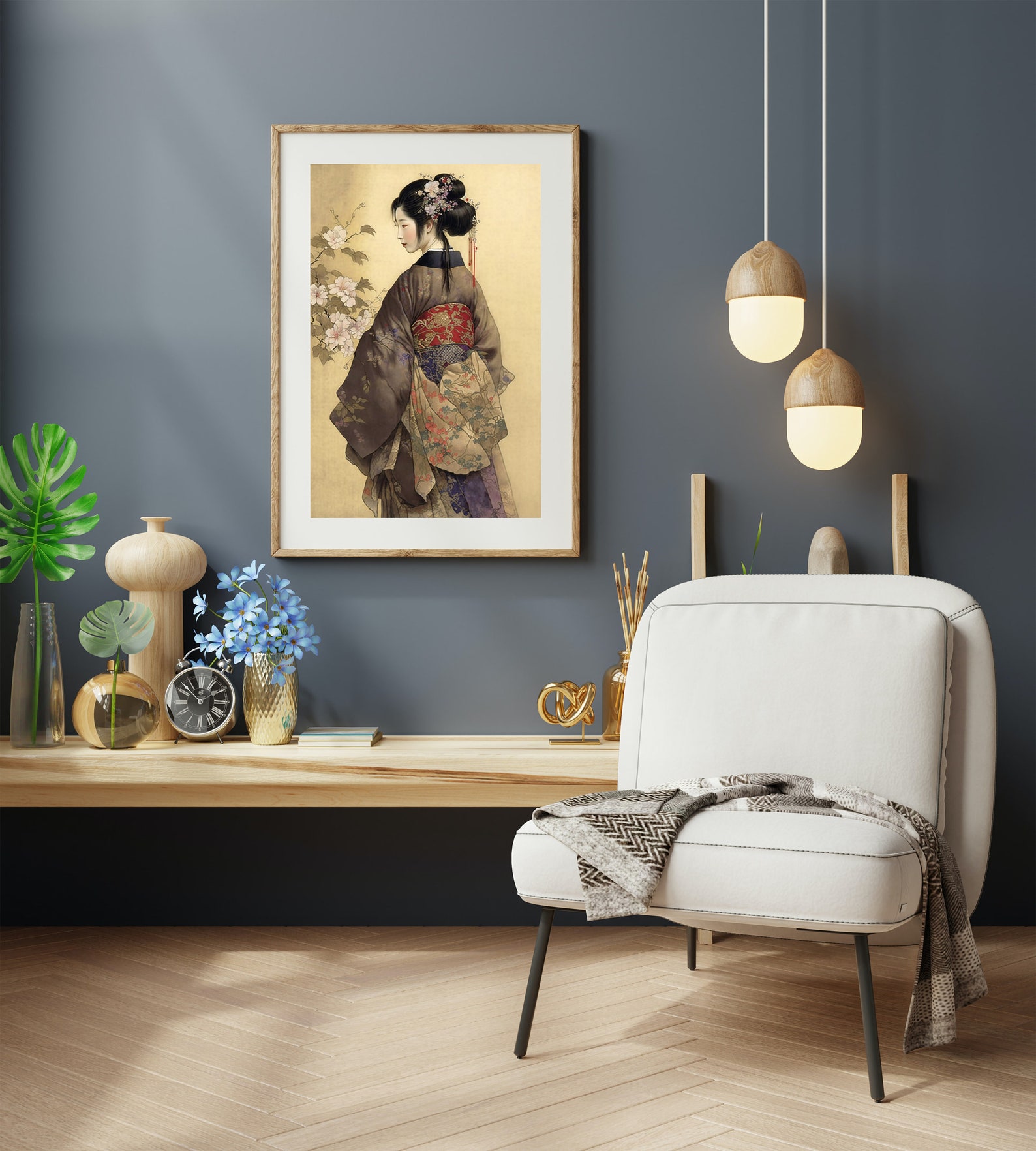 Japanese Geisha Wall Art Stunning Watercolor Geisha Decor Etsy