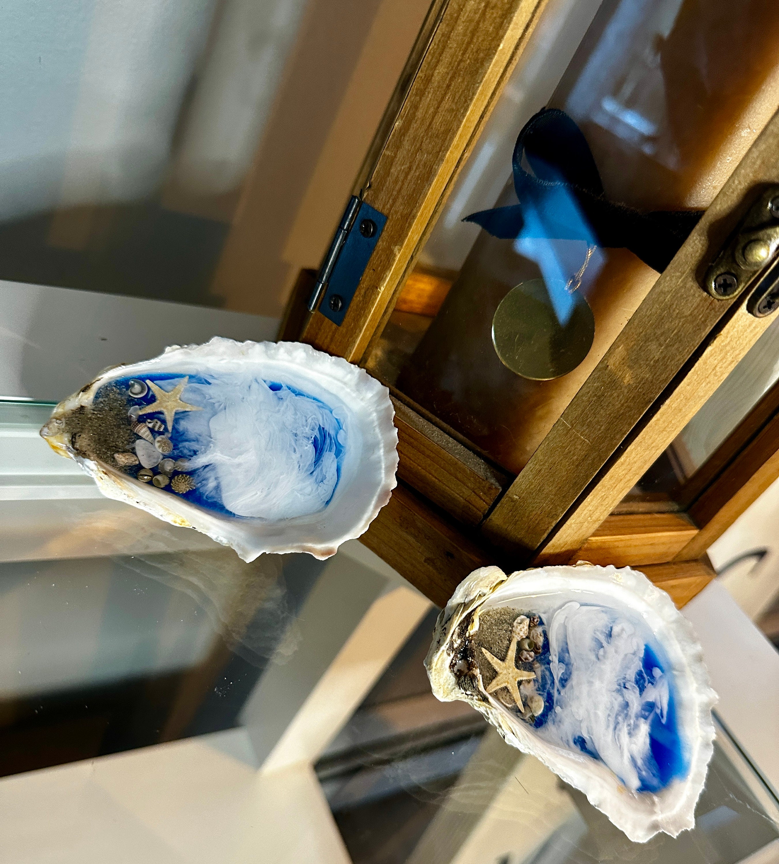 Oyster Shell Beach Scene, Resin Oyster Shell Beach Scene, Shells With