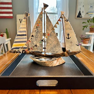 Driftwood sailboat, driftwood sailing ship, nautical decor, driftwood sailboat art, nautical home, beach house decor, nautical sailboat