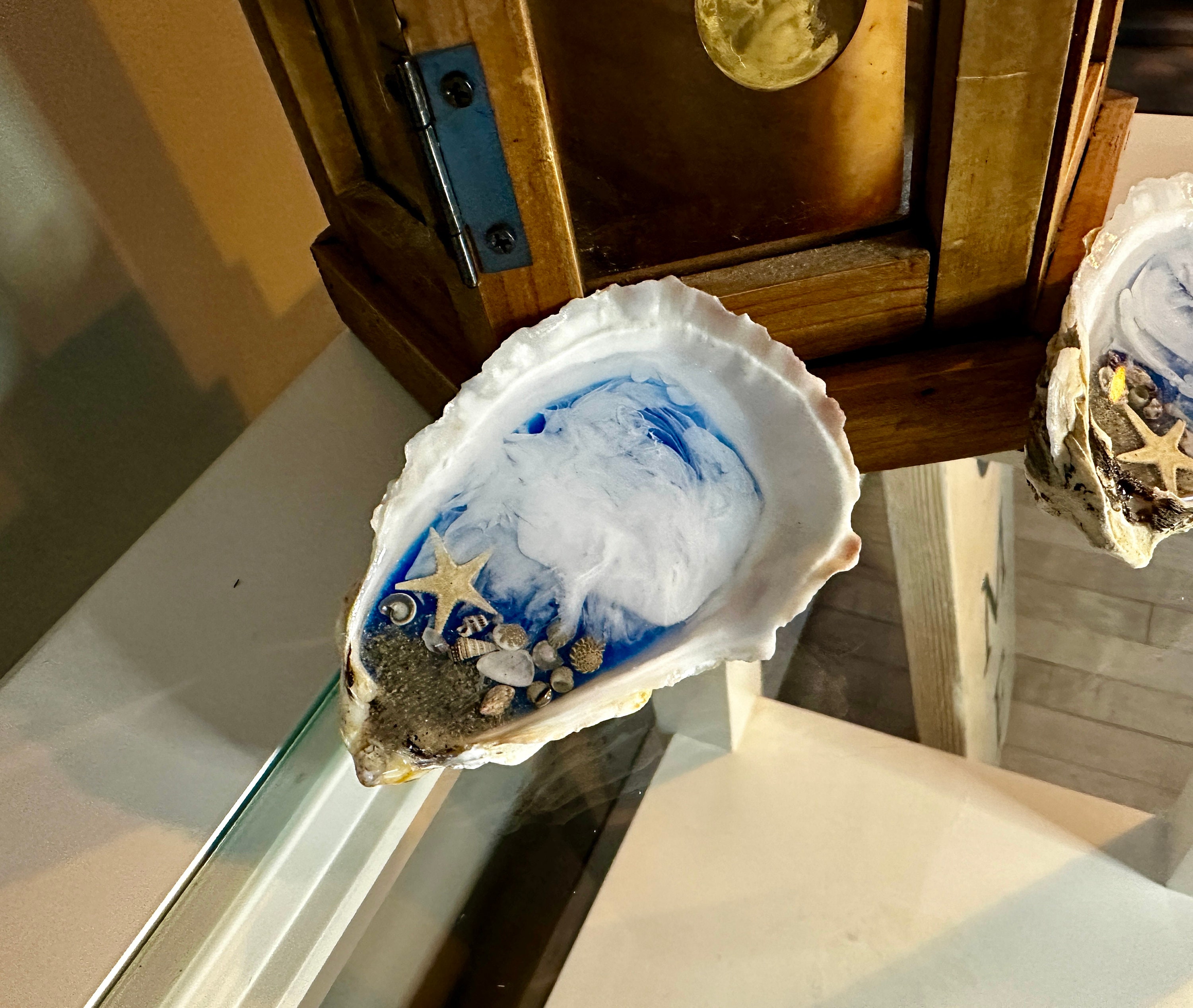 Oyster Shell Beach Scene, Resin Oyster Shell Beach Scene, Shells With