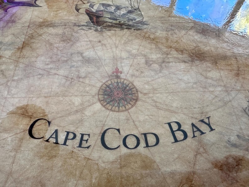 Cape Cod Bay Map Tray | Upcycled Wood, Resin Finish, Coastal Decor ...