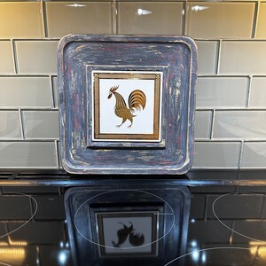 rooster serving tray, up cycled serving tray, rooster farmhouse tray, farmhouse rooster, farmhouse decor, antique rooster tray, rooster art