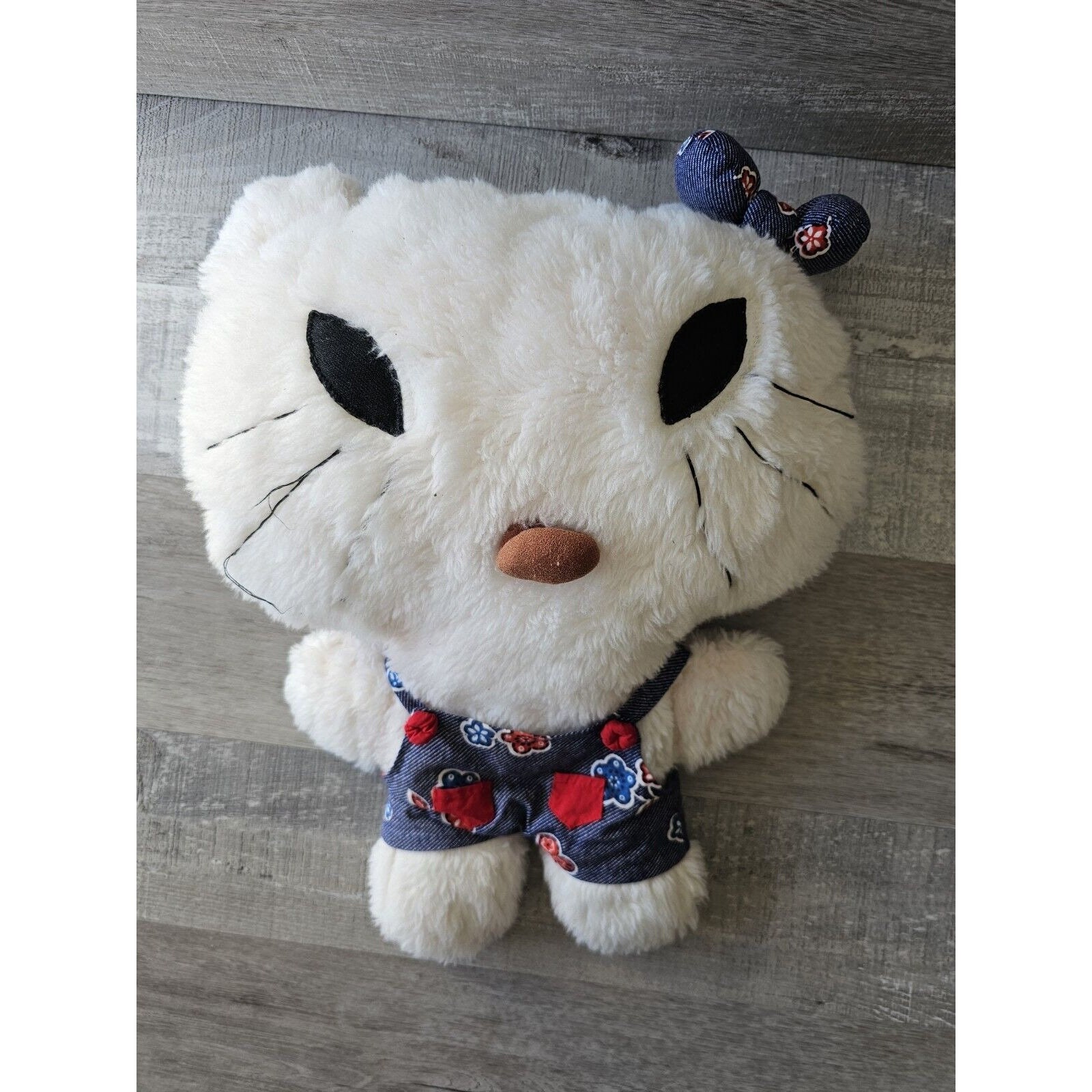 Rare Vtg Hello Kitty Plush Toy Vintage Blue Floral Overalls 18