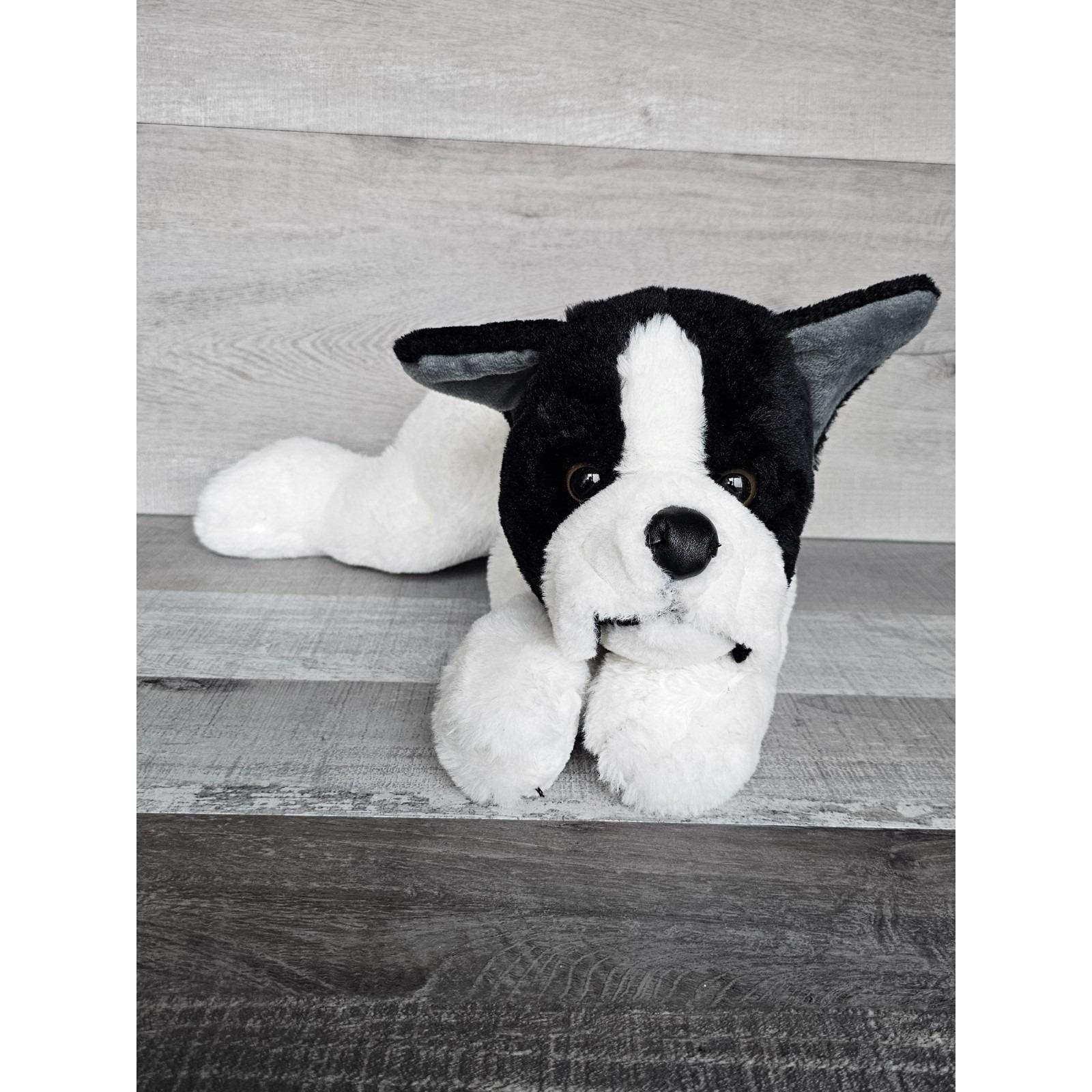 FT B-Dogスキーブー27.5cm FAO Schwarz Lying French Bull Boston Terrier Dog Realistic Stuffed