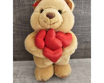 ヴィンテージ 大きな赤いぬいぐるみテディベア ハッピーバレンタイン