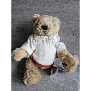 Vtg Hard Rock Cafe Teddy Bear Cream Plush Niagara Falls 2001 30 Years Red Bow