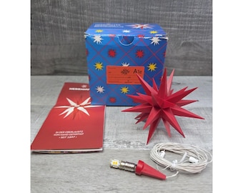 Vintage Herrnhuter Christmas Moravian Star Red A1E Germany 5" In Box g1