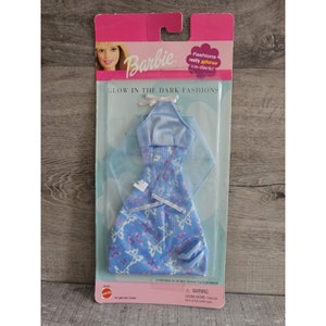 Vintage Barbie Fashion Blue Dress Doll Clothing Glow In Dark Mattel 2000 New