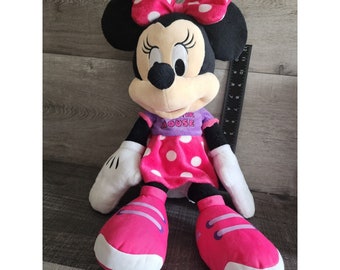Disney Minnie Mouse Plush 20in Pink Purple Polka Dot Dress 2015 Stuffed Toy
