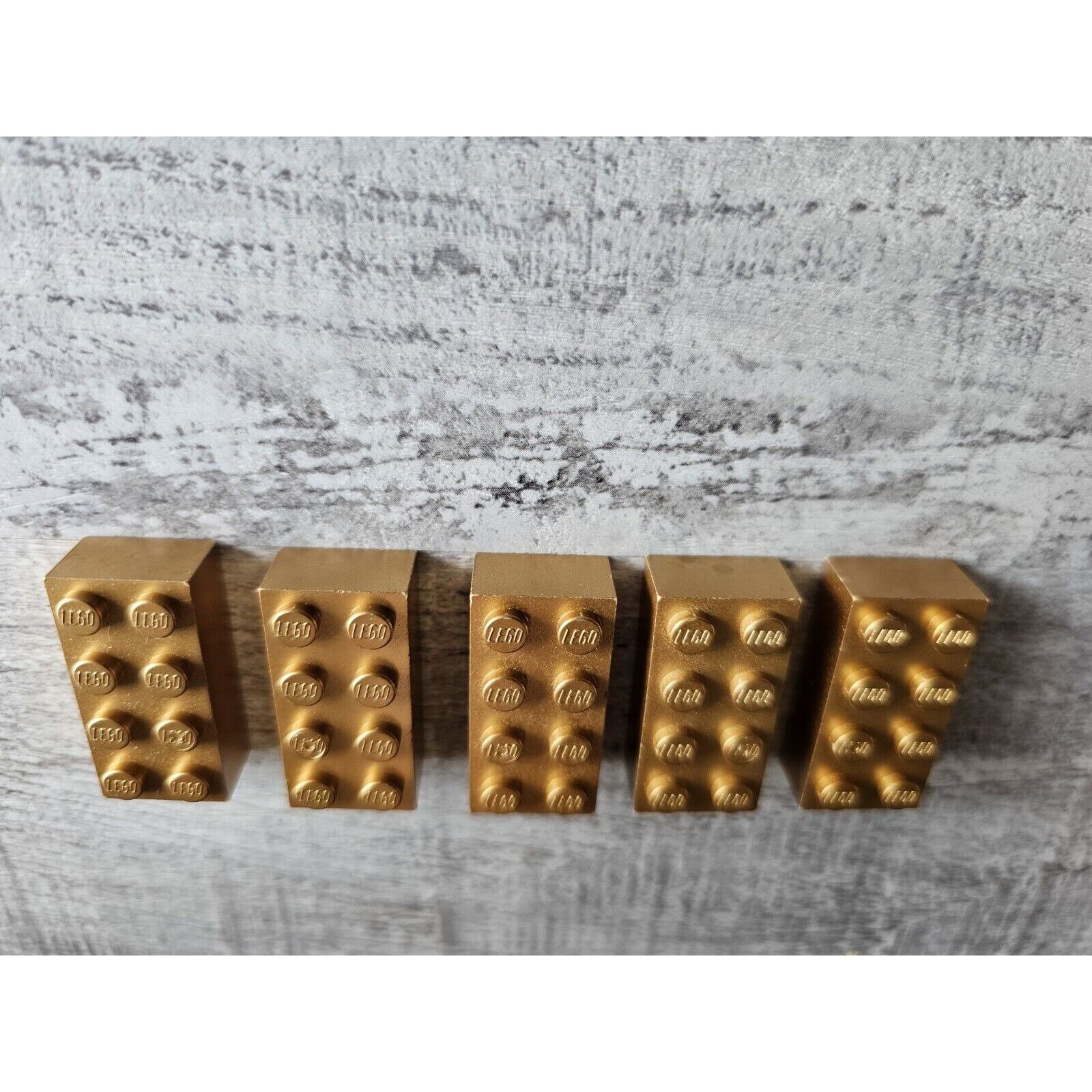 Lego Gold Brick 2 X 4 Rare Lot of 5 Etsy