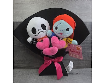 Ramo de peluche de Jack y Sally de Pesadilla antes de Navidad para San Valentín NUEVO bin7