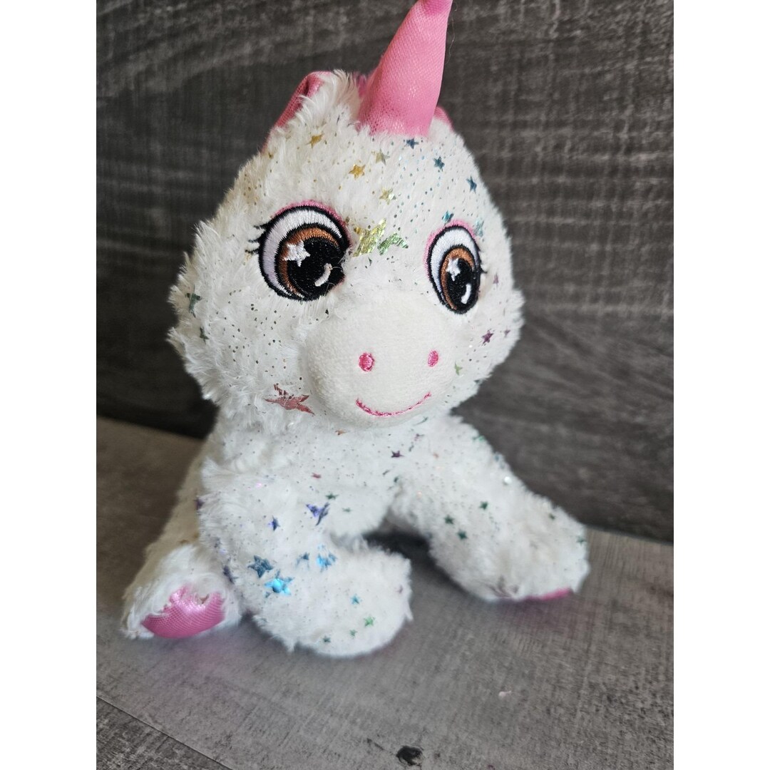 Hug Fun White Unicorn W Confetti Stars Doll Gen Plush 7