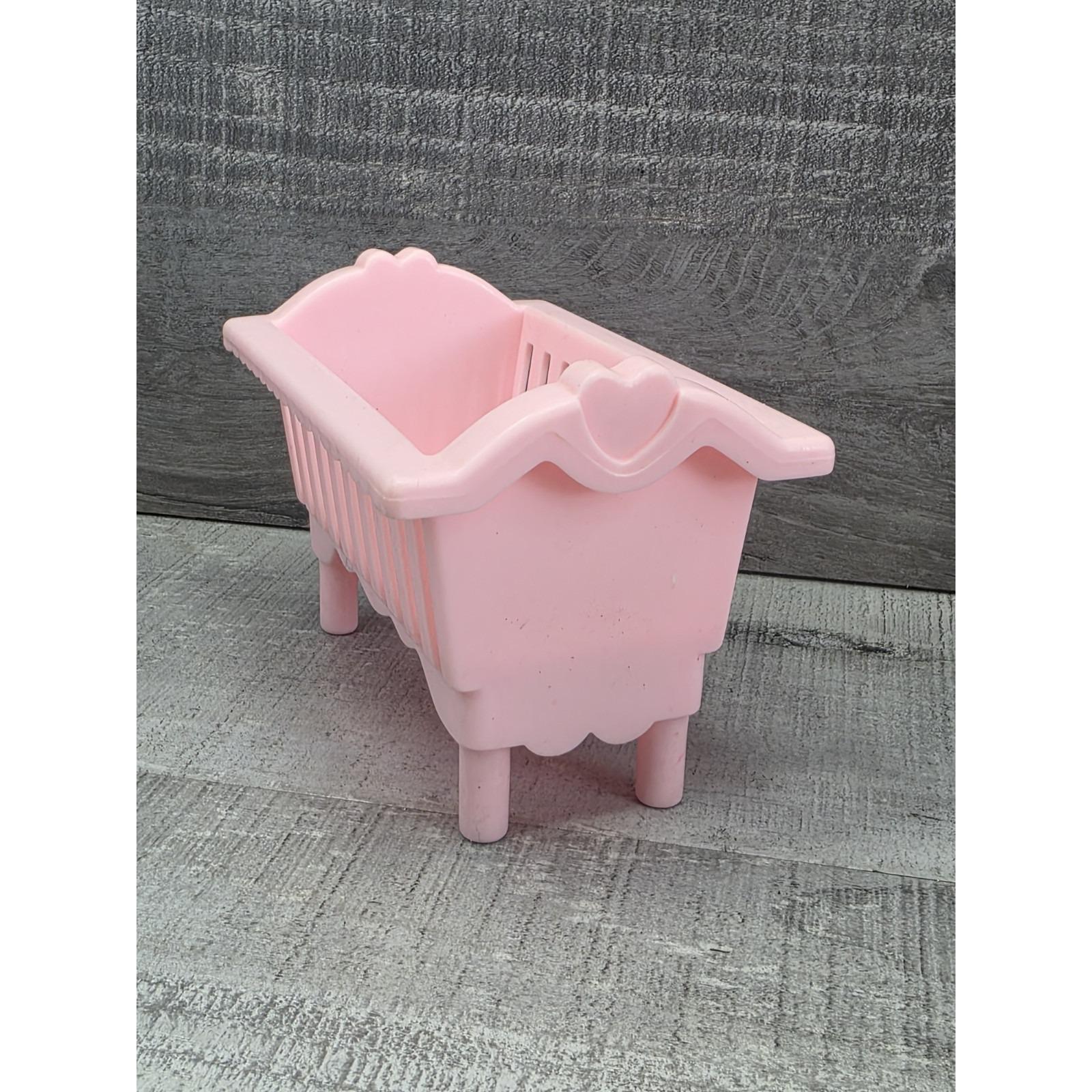 Vtg 1990 PLAYSKOOL Dollhouse Victorian CRIB for Loving Family Pink 