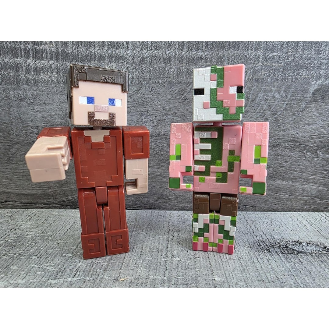 Minecraft 5” Zombie Pigman Action Figure Comic Maker Steve Lot