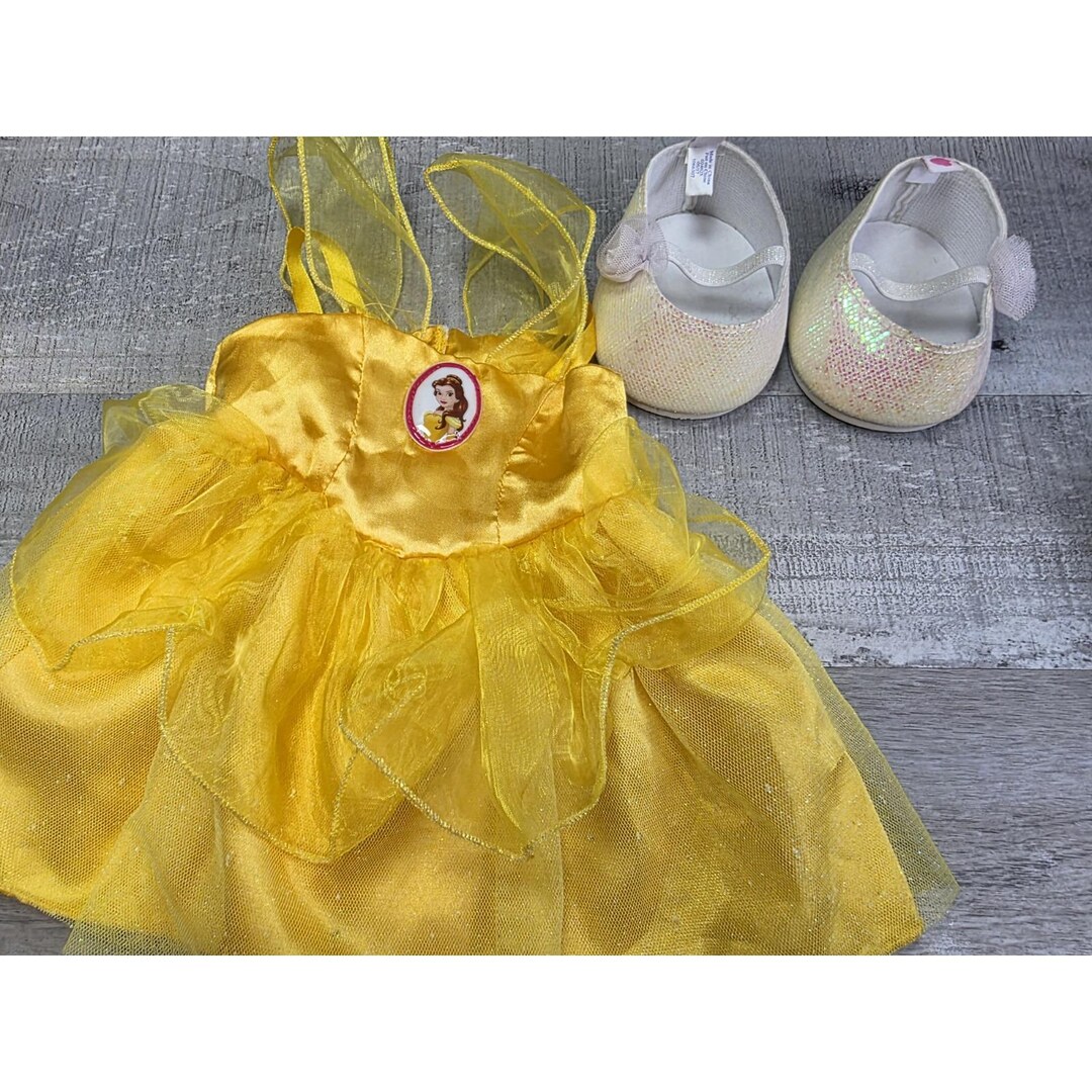 Build A Bear bab Beauty and the Beast Belle Dress Shoes Yellow Princess ...