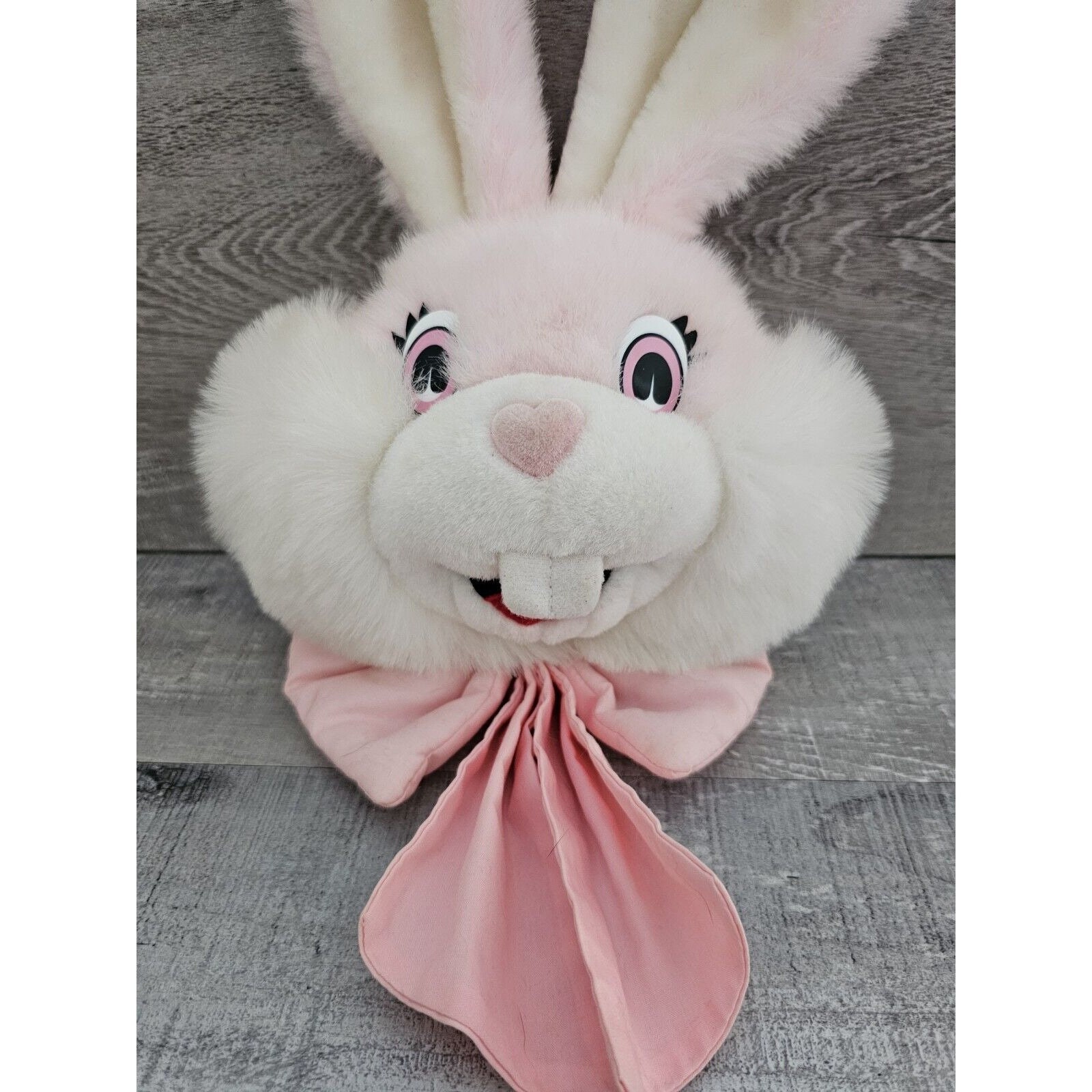 RARE Vtg 1993 Talking Rabbit Head Plush Pink Face Bunny Easter