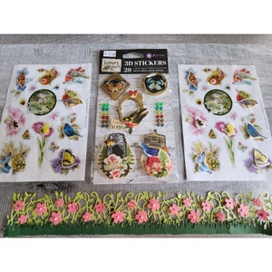 Adesivi per album LOTTO Fiori Uccelli Marjorie Bastin 3D Hallmark Ritirato NUOVO #34