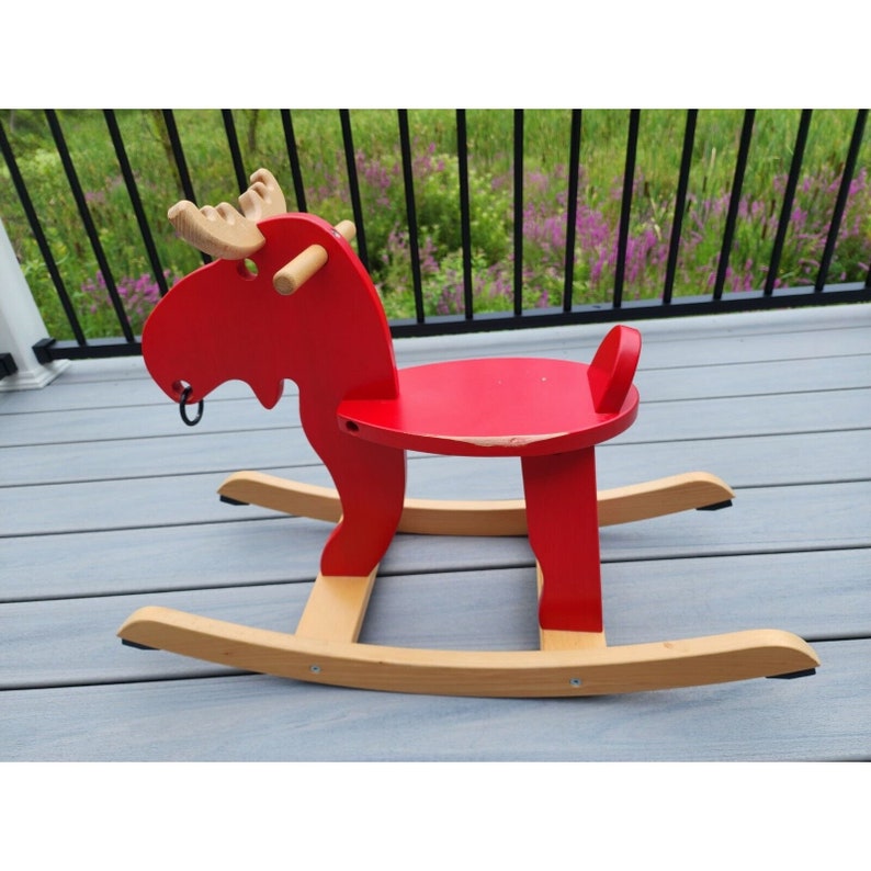 Ikea EKORRE Solid Wood Children Toy Red Rocking Moose Horse Etsy