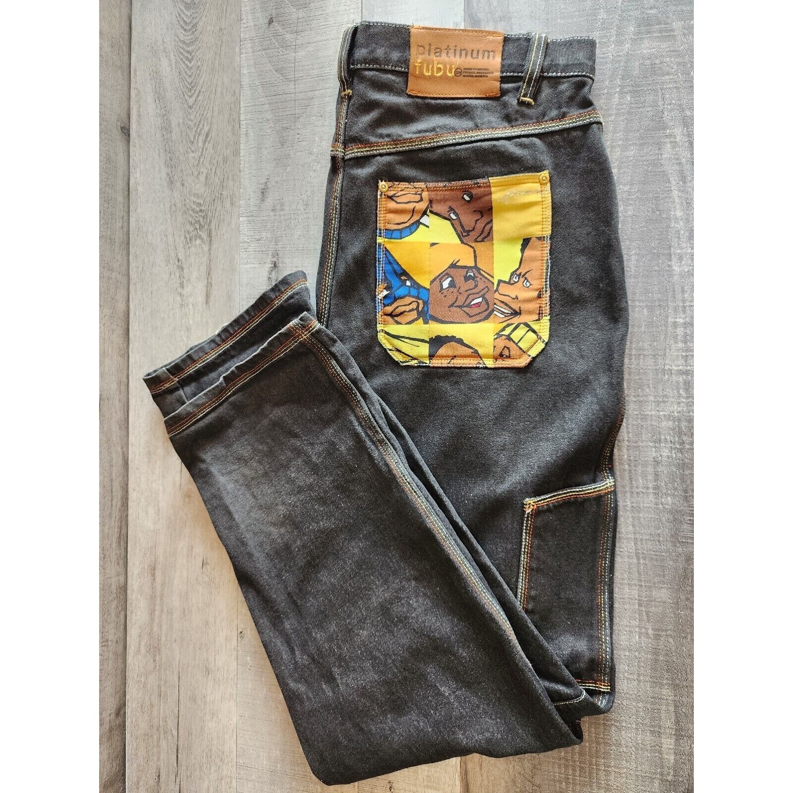Vintage Fubu Platinum Black Jeans Fat Albert and the Junkyard Gang