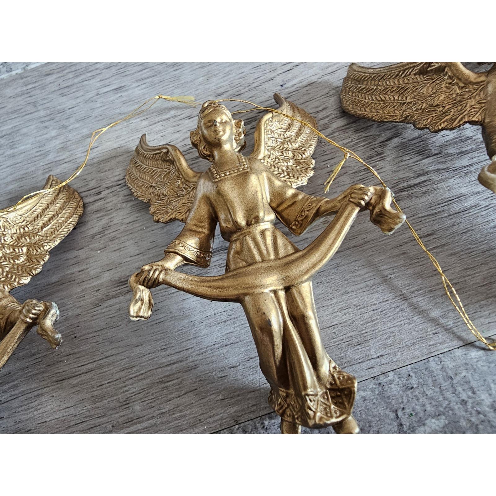 ANGEL　門松B 3 Vintage Gold Angel Blow Mold Christmas Ornament Victorian G22a
