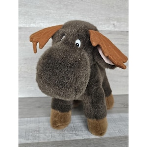 Vtg Plush MOOSE Stuffed Toy Animal Lodge Log Cabin Decor 10&quot; Woodland Animal