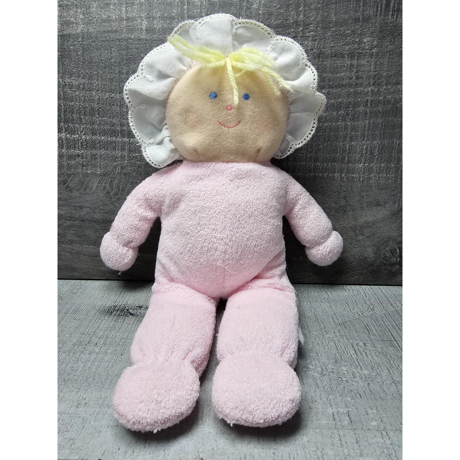 Vintage Eden Pink Soft Baby Girl Doll Plush Lovey Terrycloth