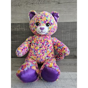 Build-a-Bear Rainbow Confetti Plush Toy Cat Leopard 16&quot; Soft Plush
