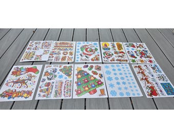 Vtg Holiday Window Clings Lot Christmas Thanksgiving Easter Reusable Decor b27