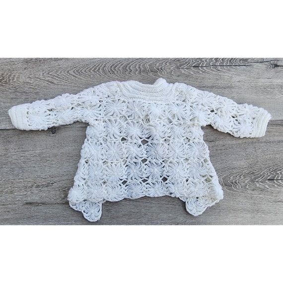 Vintage Girls Baby Cardigan Sweater Floral Detail… - image 6