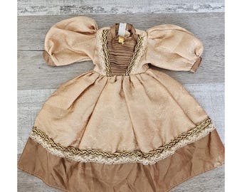Vestido victoriano de satén marrón antiguo para muñeca francesa o alemana antigua n.º 31