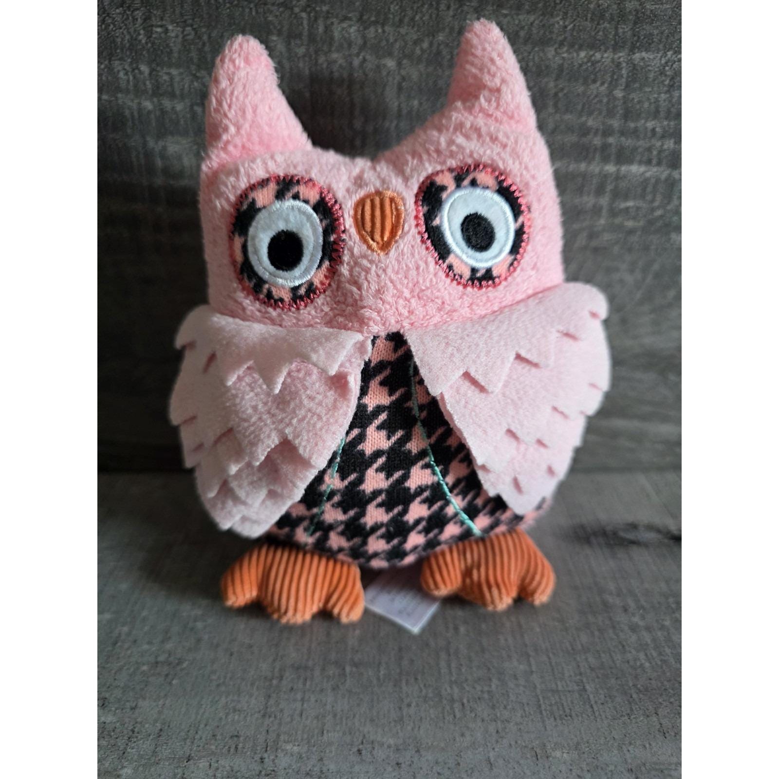 アニマルアドベンチャー ピンク 千鳥格子 フクロウ ぬいぐるみ