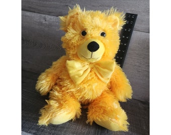 Greenbrier International Teddy Bear Yellow Plush Stuffed Animal Toy Bow 12"