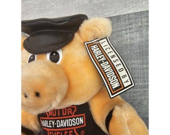 Vintage 1993 Harley Davidson Motorcycles Plush Hog Biker Pig