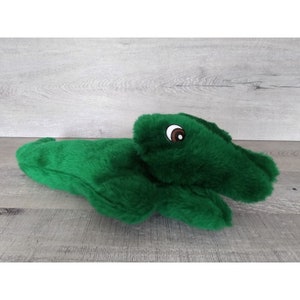 Vintage Plush Alligator Crocodile 1970s Green Stuffed Animal Toy 14&quot; Rare Htf