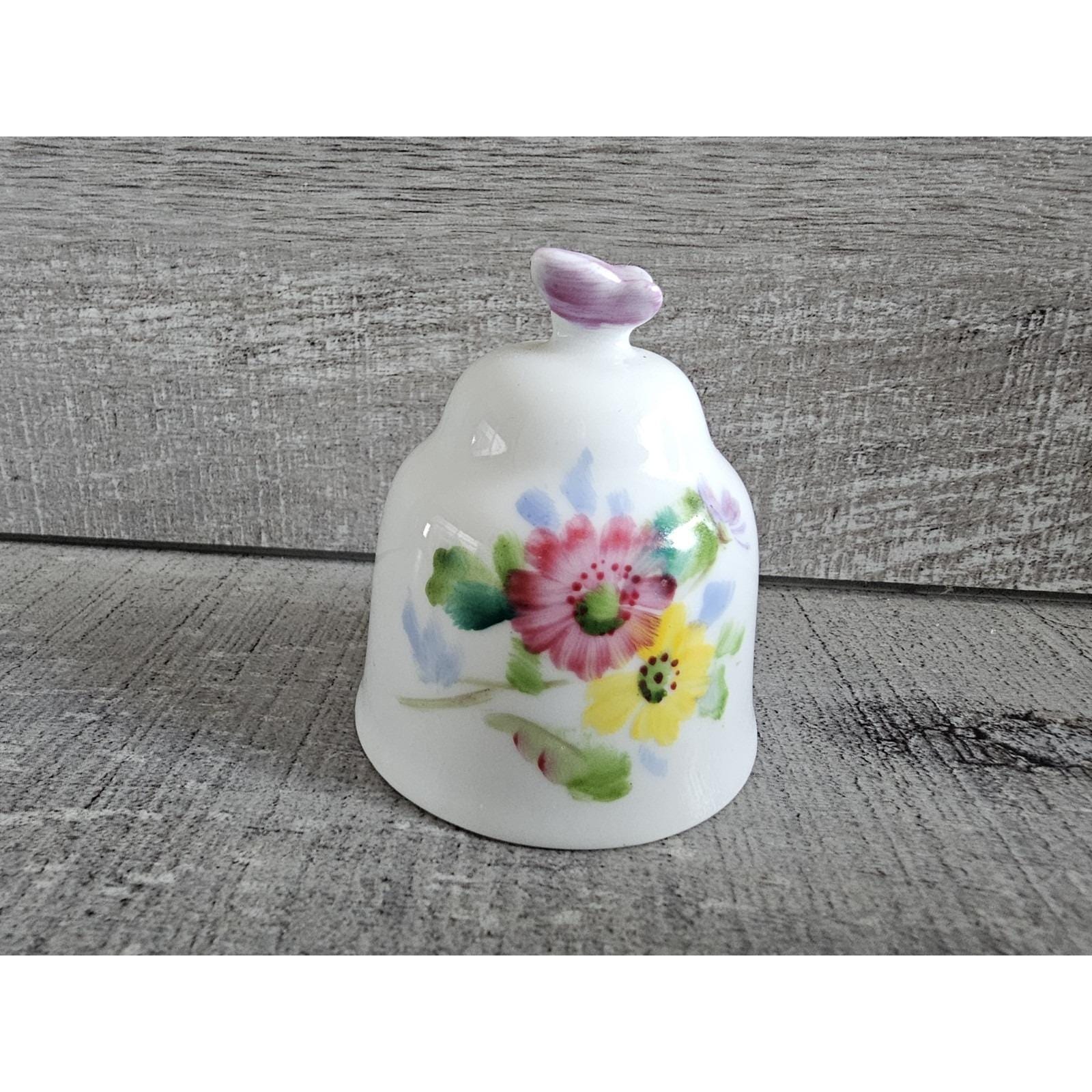 Vintage Napco Porcelain Ceramic Bell W Flowers Butterfly Japan S