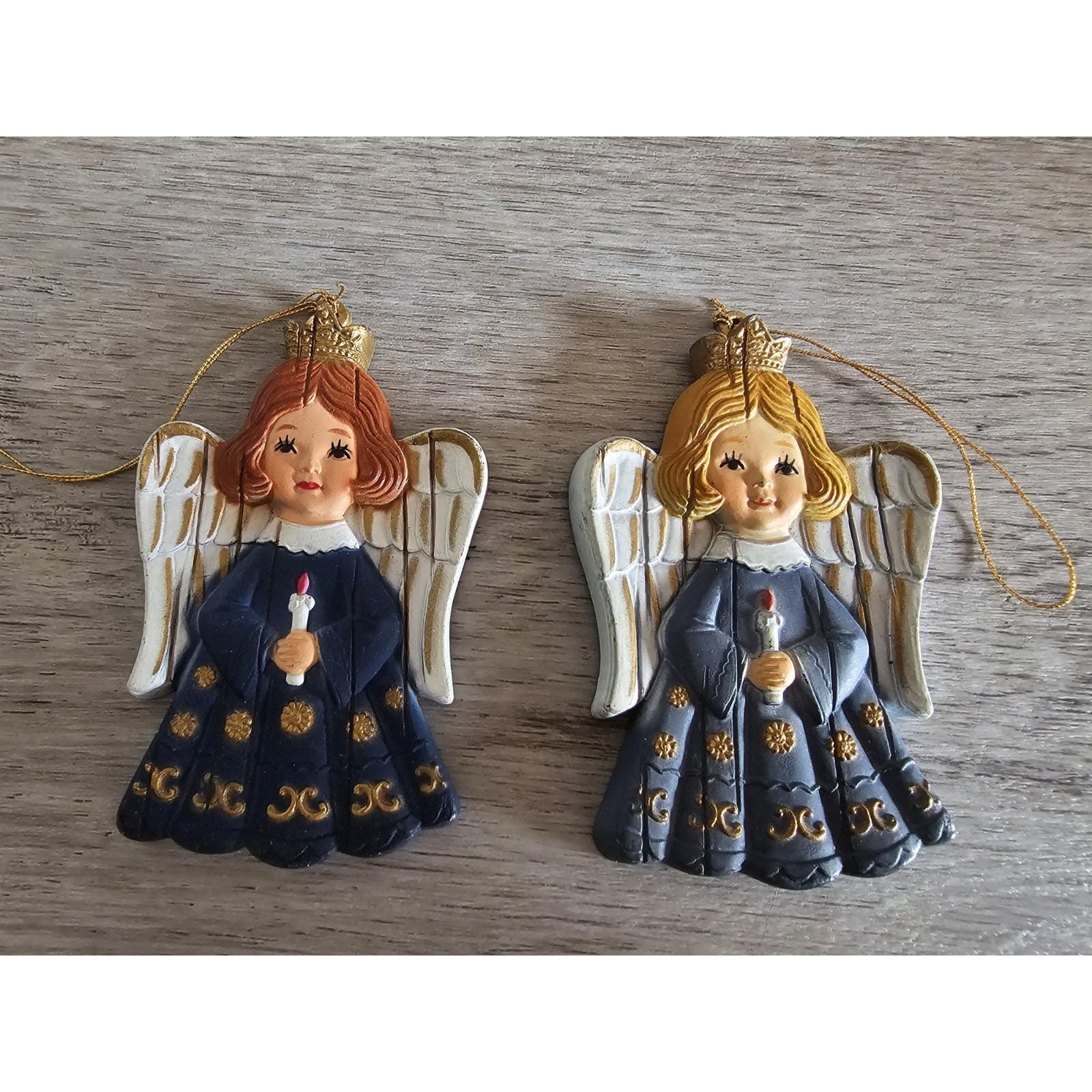 ヴィンテージエンジェルクリスマスオーナメント 2個セット キャンドル