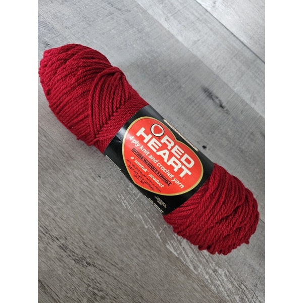 vintage coeur rouge fil VERMILLION 921 acrylique 4 plis 3,5 oz NSA Made In USA