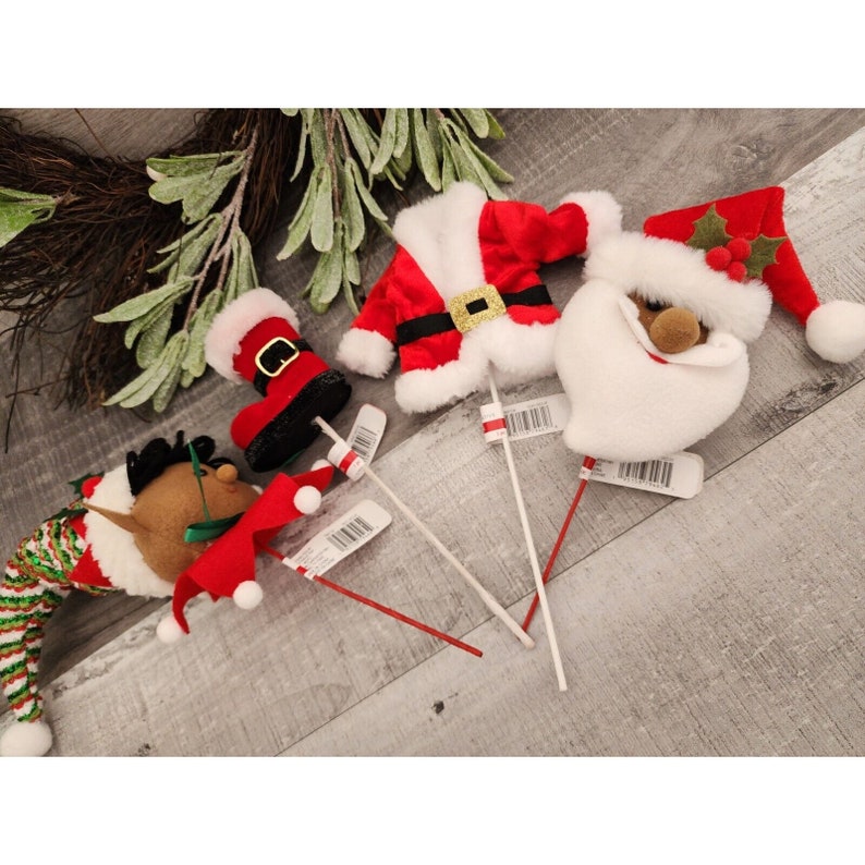 Lot of 4 Ashland Christmas Tree Picks Red Santa Boot Coat Elf Tree